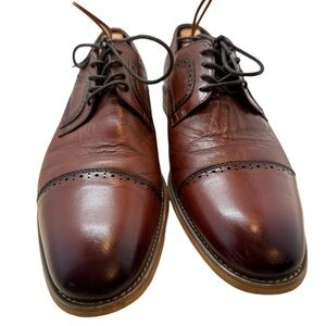 Men’s Stacy Adam’s Dickinson Cognac Leather Oxford Cap Toe Size 9.5